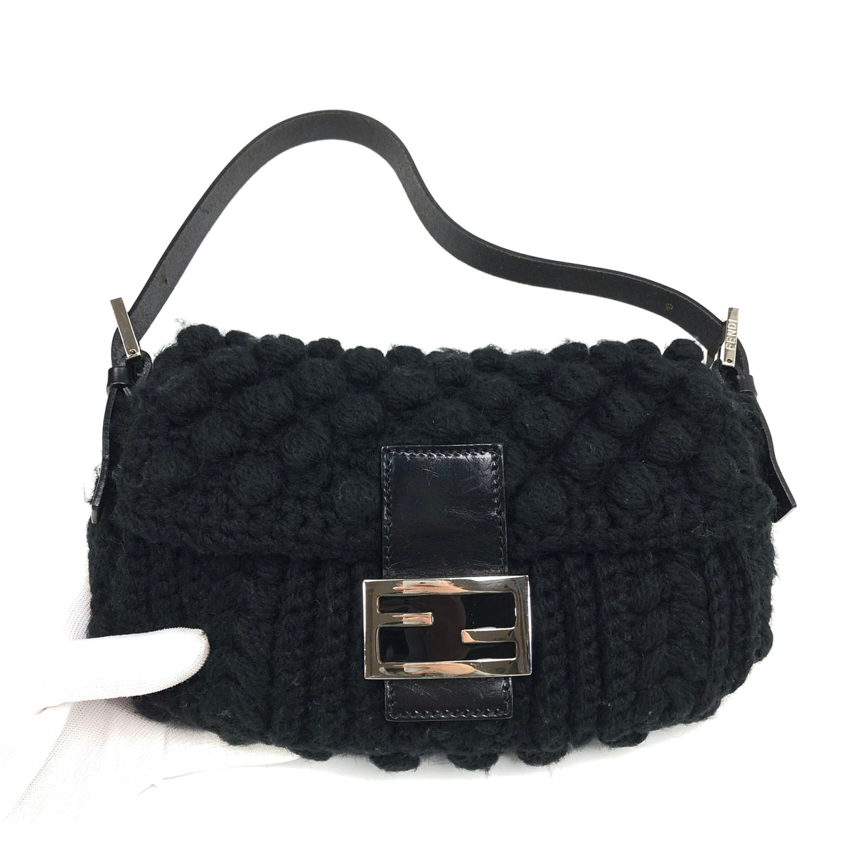 FENDI CASHMERE WOOL BAGUETTE SHOULDER BAG