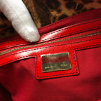FENDI LEOPARD PONY HAIR BAGUETTE SHOULDER BAG