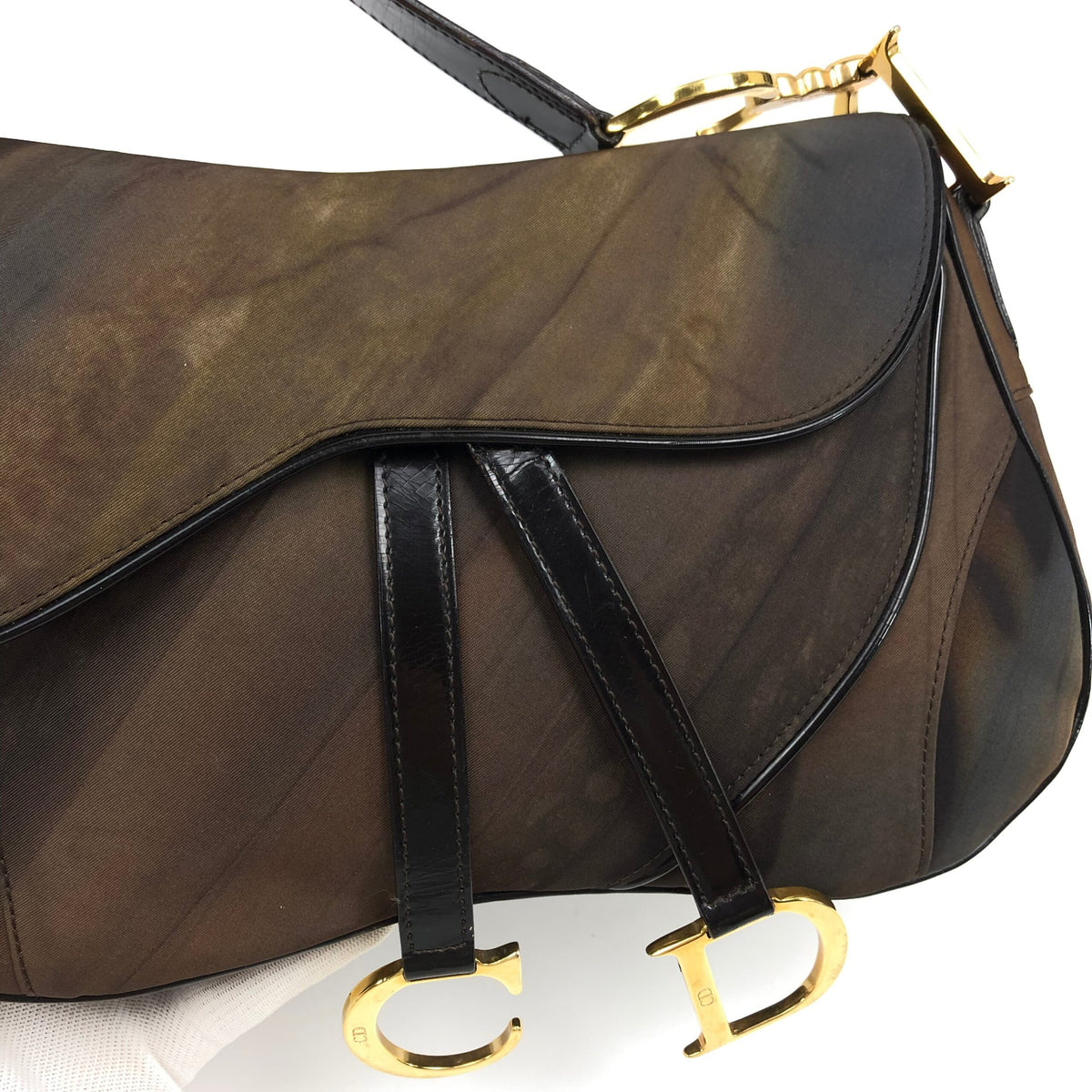 CHRISTIAN DIOR 2001 WATERCOLOUR DOUBLE SADDLE BAG