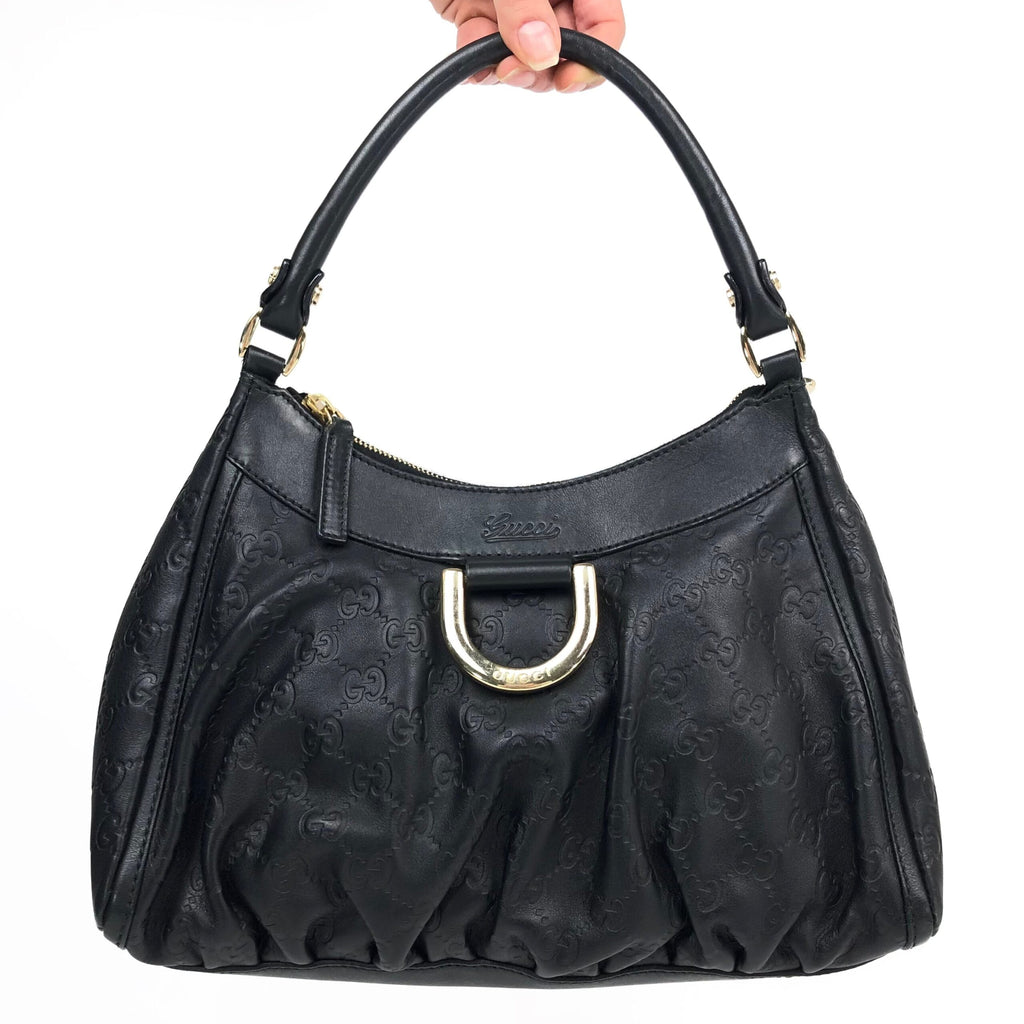 GUCCI MONOGRAM ABBEY LEATHER SHOULDER BAG
