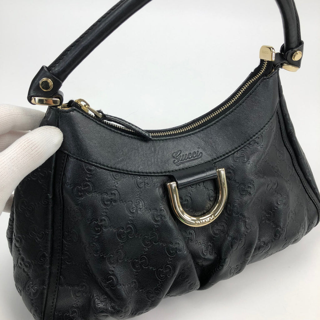 GUCCI MONOGRAM ABBEY LEATHER SHOULDER BAG