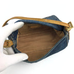 FENDI DENIM BAGUETTE BAG WITH EXOTIC LIZARD DETAILING
