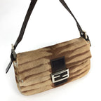 FENDI CALF HAIR BAGUETTE SHOULDER BAG