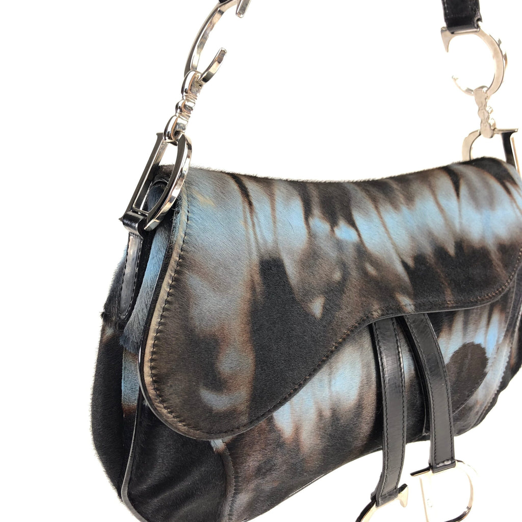 CHRISTIAN DIOR PONY HAIR DOUBLE SADDLE BAG