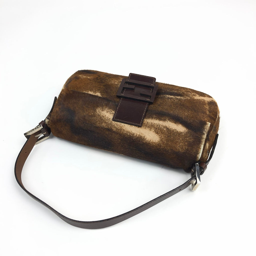 FENDI CALF HAIR BAGUETTE BAG