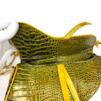 CHRISTIAN DIOR CROCODILE EMBOSSED LEATHER SADDLE BAG