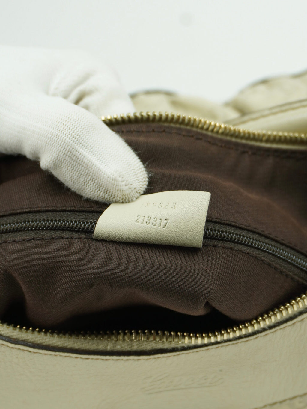 GUCCI LEATHER EMBOSSED MONOGRAM ABBEY BAG