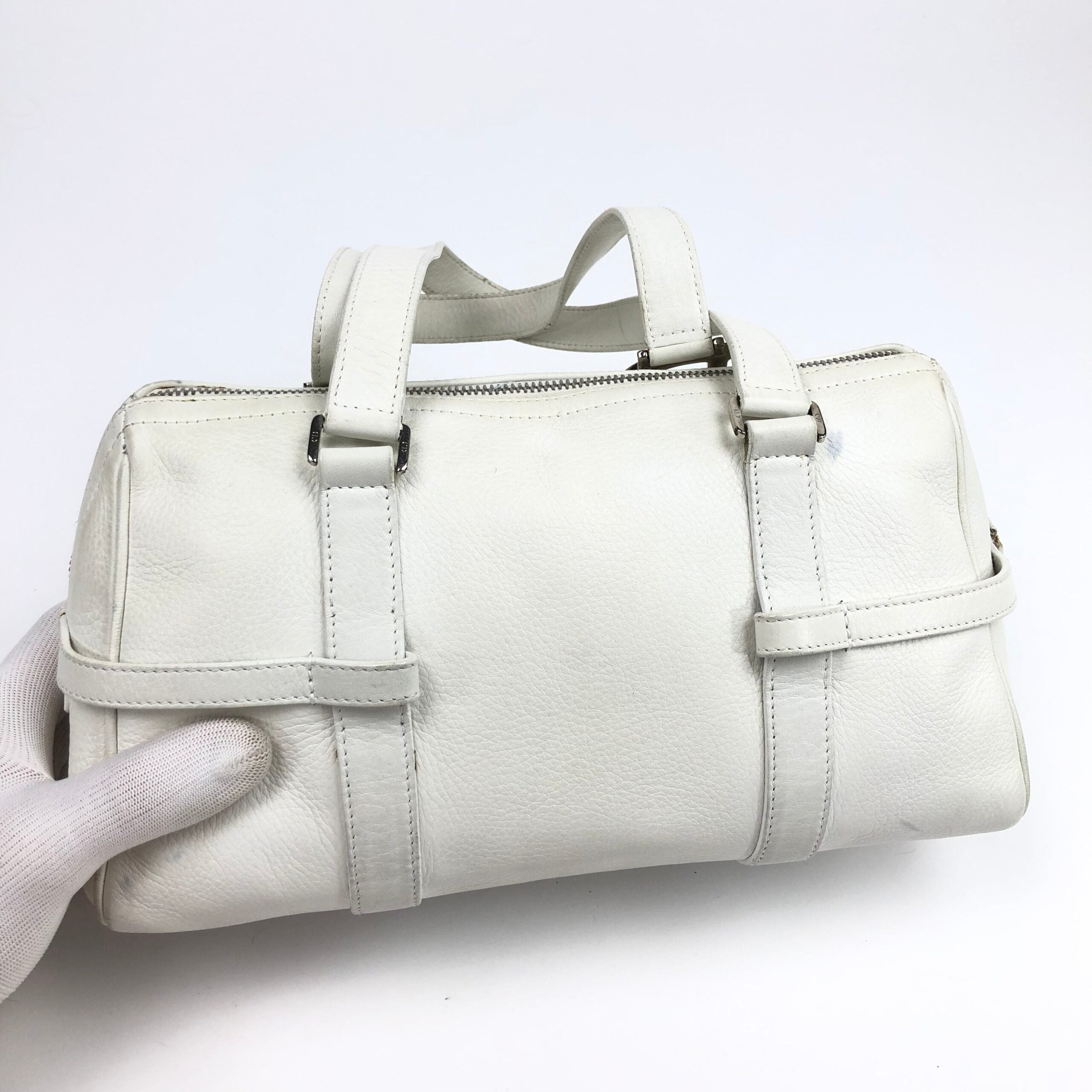 CHRISTIAN DIOR LEATHER BAG WITH SILVER HARDWARE