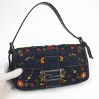 FENDI DENIM BEADED BAGUETTE BAG