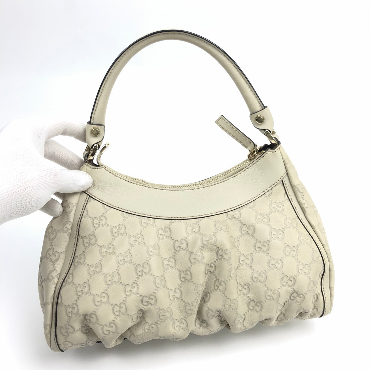 GUCCI ABBEY MONOGRAM LEATHER SHOULDER BAG