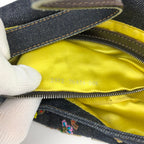 FENDI DENIM FLORAL BEADED BAGUETTE BAG