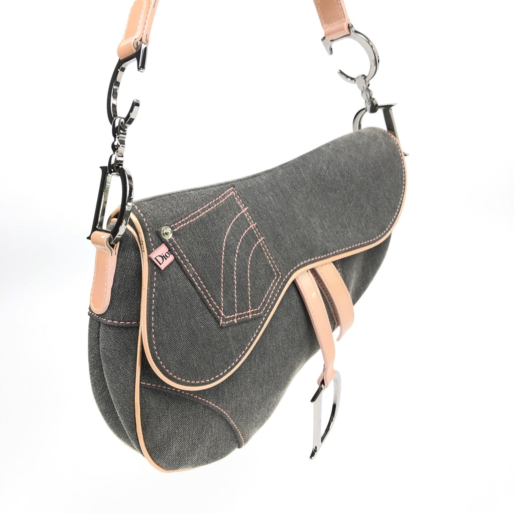 CHRISTIAN DIOR DENIM SADDLE BAG