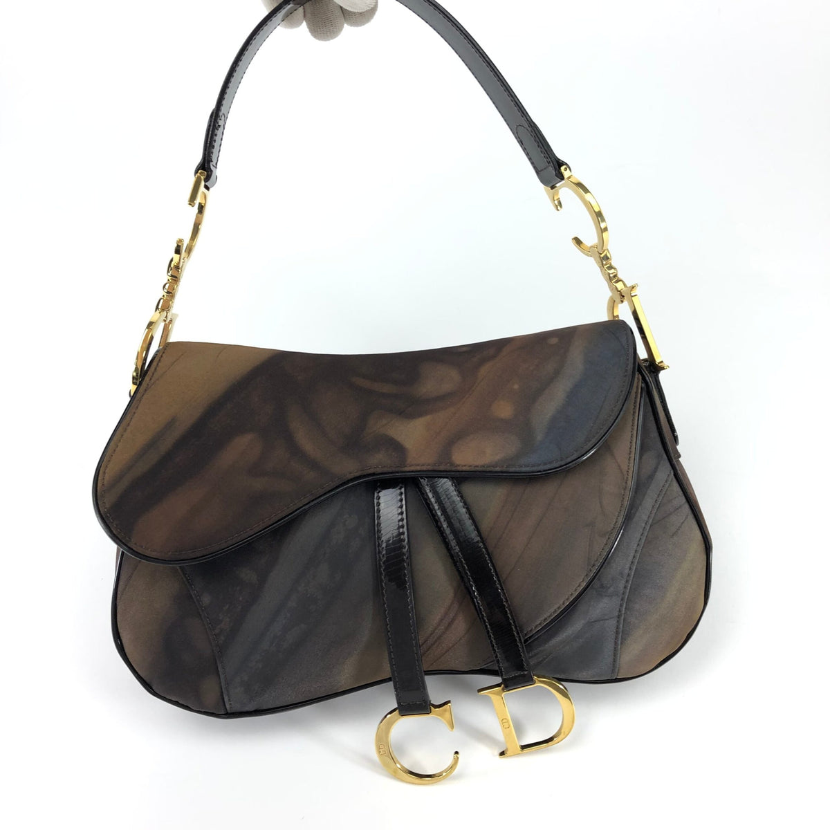 CHRISTIAN DIOR WATER COLOUR DOUBLE SADDLE BAG