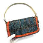 FENDI BEADED BAGUETTE BAG WITH EXOTIC LIZARD DETAILING