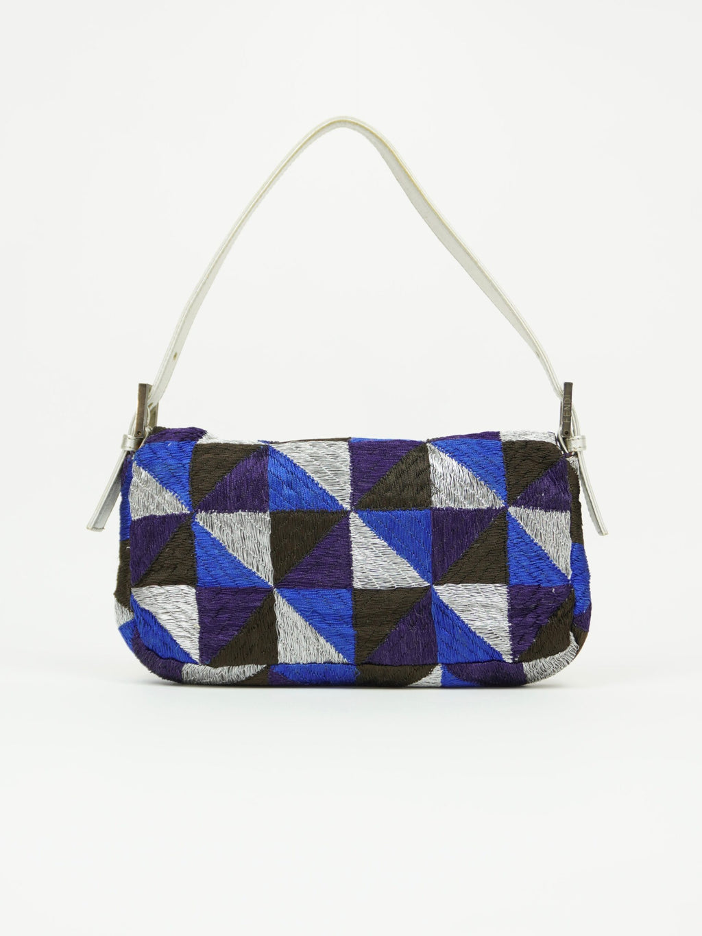 FENDI GEOMETRIC EMBROIDERED BAGUETTE WITH MARBLE BUCKLE