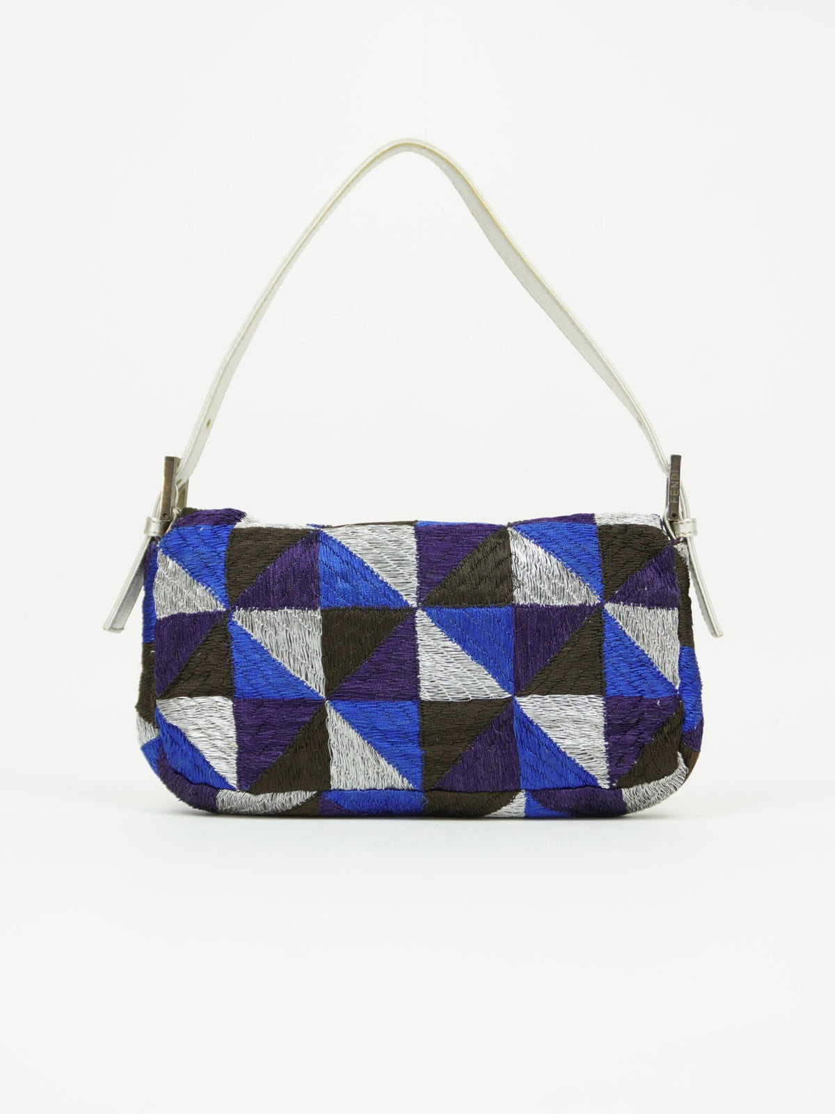 FENDI GEOMETRIC EMBROIDERED BAGUETTE WITH MARBLE BUCKLE