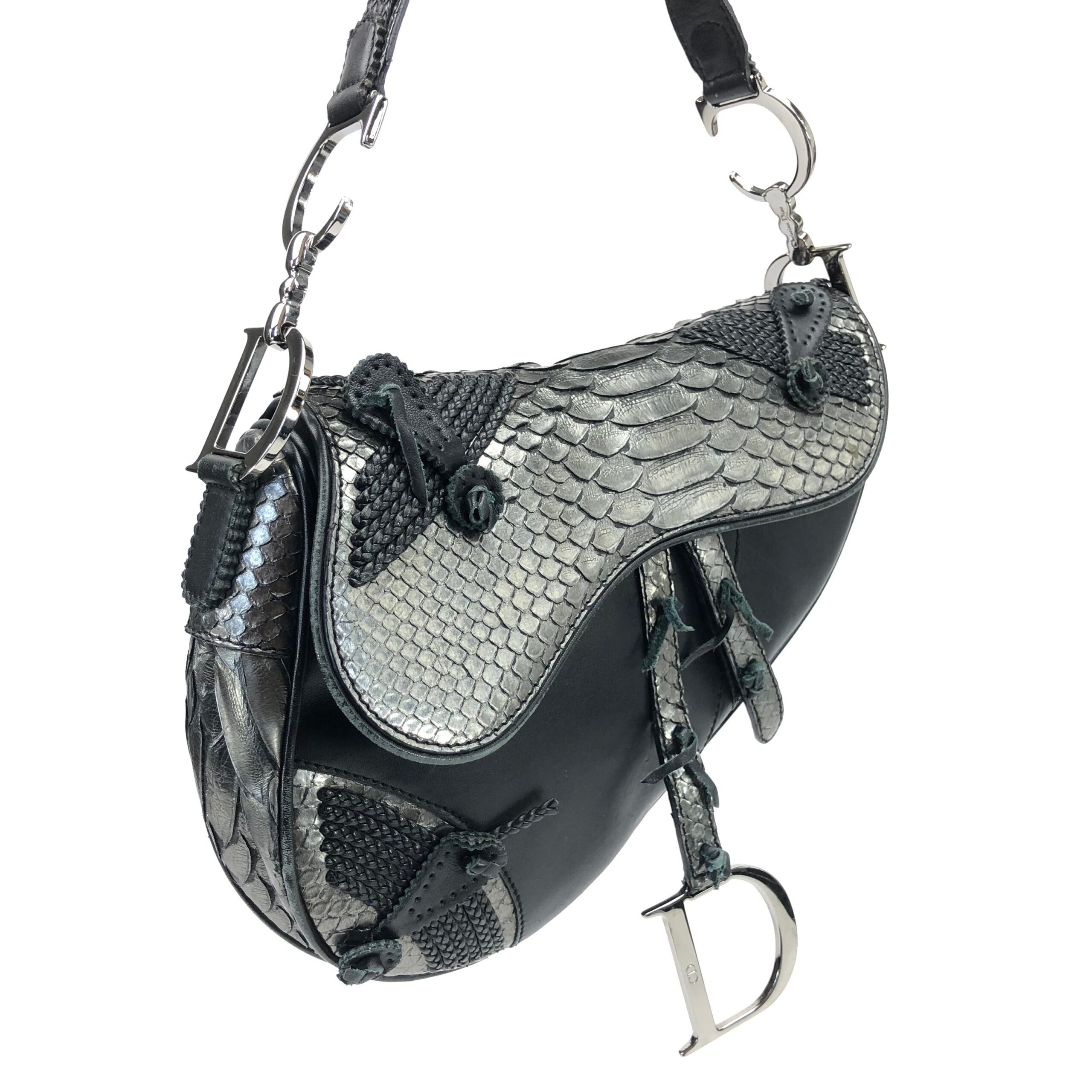 CHRISTIAN DIOR HOLLYWOOD PYTHON LEATHER SADDLE BAG