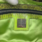 FENDI ZUCCA FLORAL BEADED BAGUETTE BAG WITH EXOTIC LIZARD DETAILING