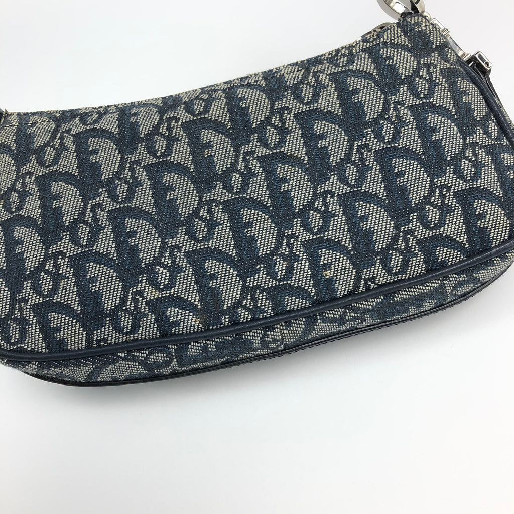 CHRISTIAN DIOR MONOGRAM SHOULDER BAG WITH SILVER DETAILING