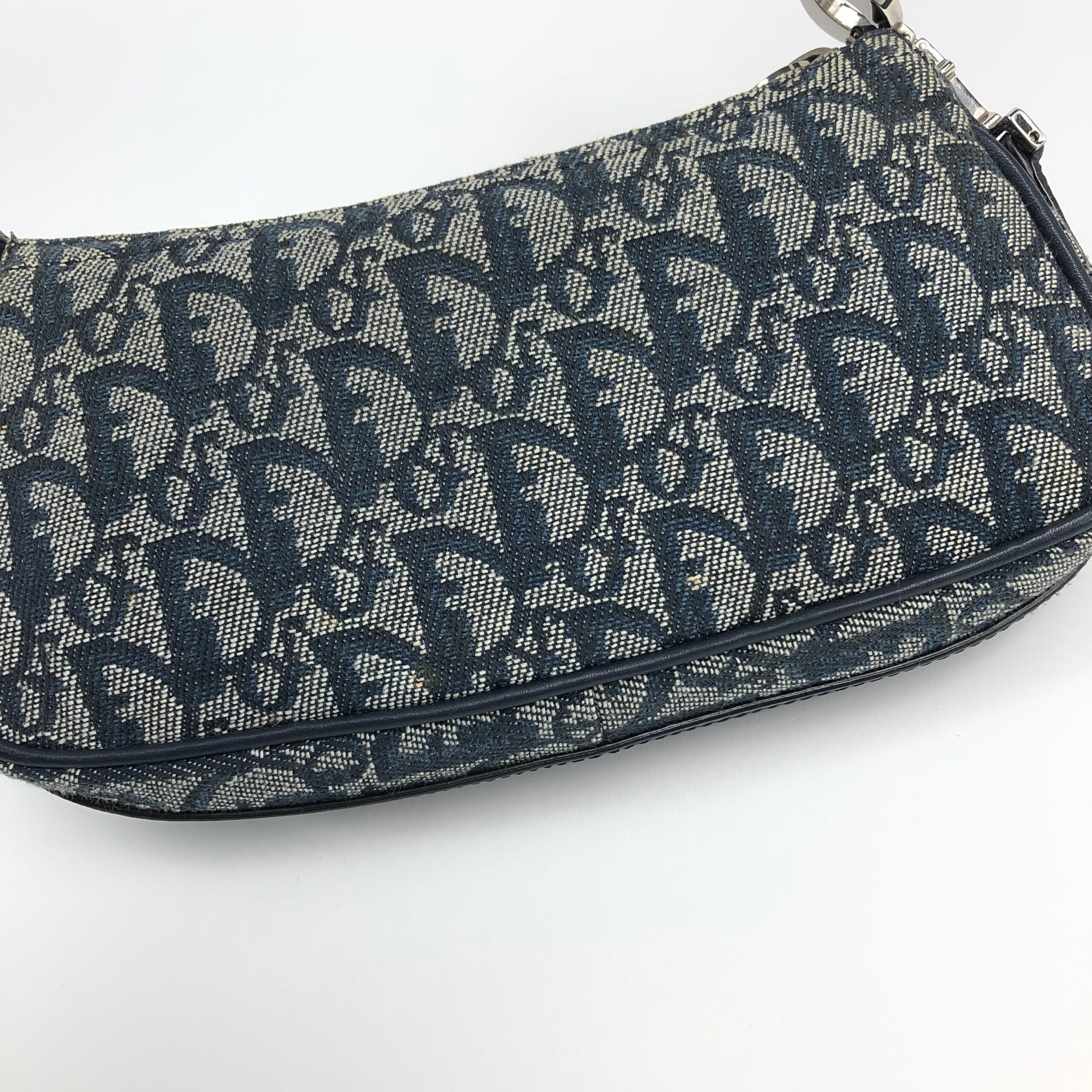 CHRISTIAN DIOR MONOGRAM SHOULDER BAG WITH SILVER DETAILING