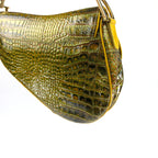 CHRISTIAN DIOR CROCODILE EMBOSSED LEATHER SADDLE BAG