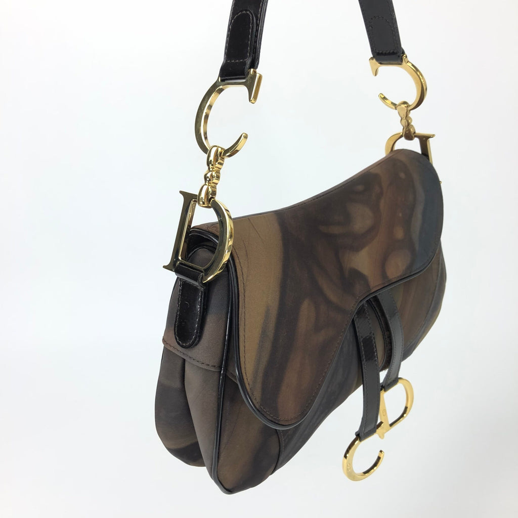 CHRISTIAN DIOR WATER COLOUR DOUBLE SADDLE BAG
