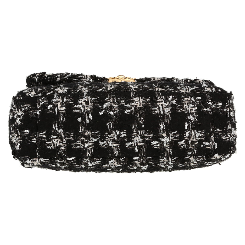 Chanel 19 shoulder bag in black and grey tweed - DETAIL 1