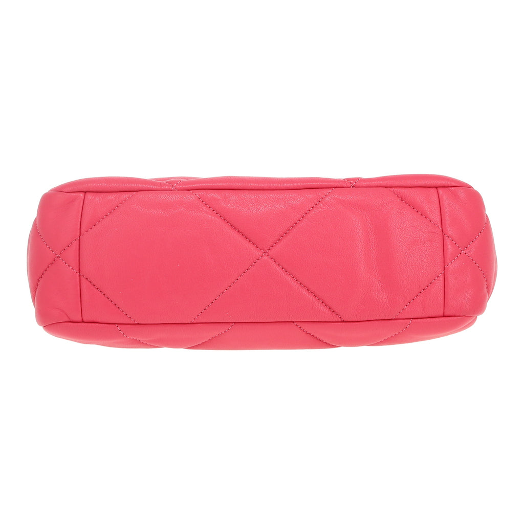 Chanel 19 shoulder bag in pink quilted leather - DETAIL 1