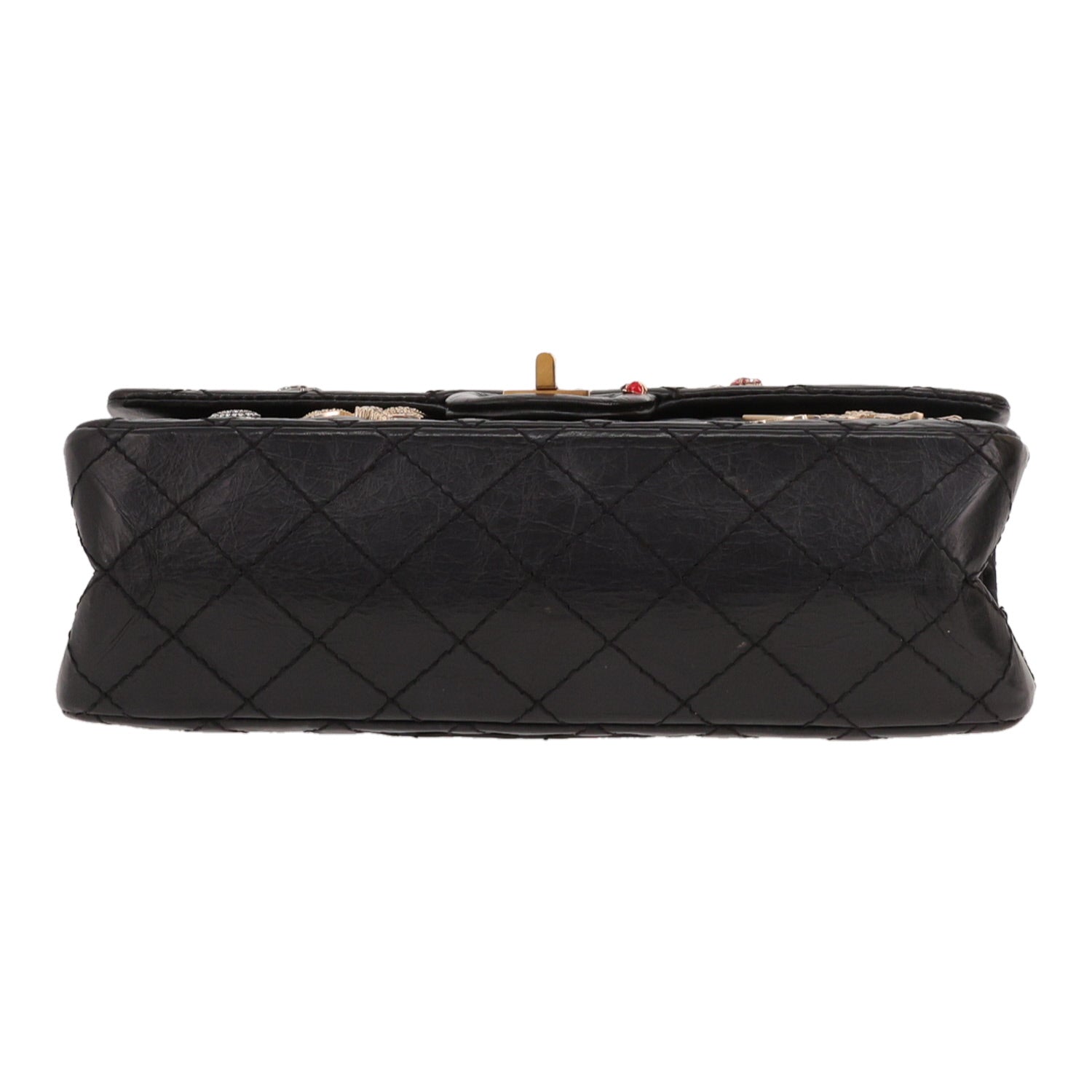 Chanel 2.55 handbag in black quilted leather - DETAIL 1