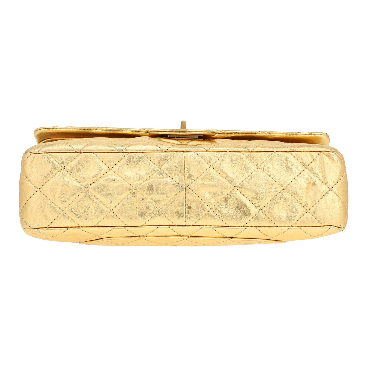 Chanel 2.55 handbag in gold quilted leather - DETAIL 1