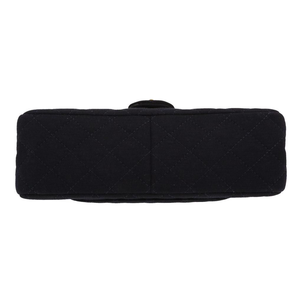 Chanel 2.55 large model handbag in navy blue quilted canvas - DETAIL 1