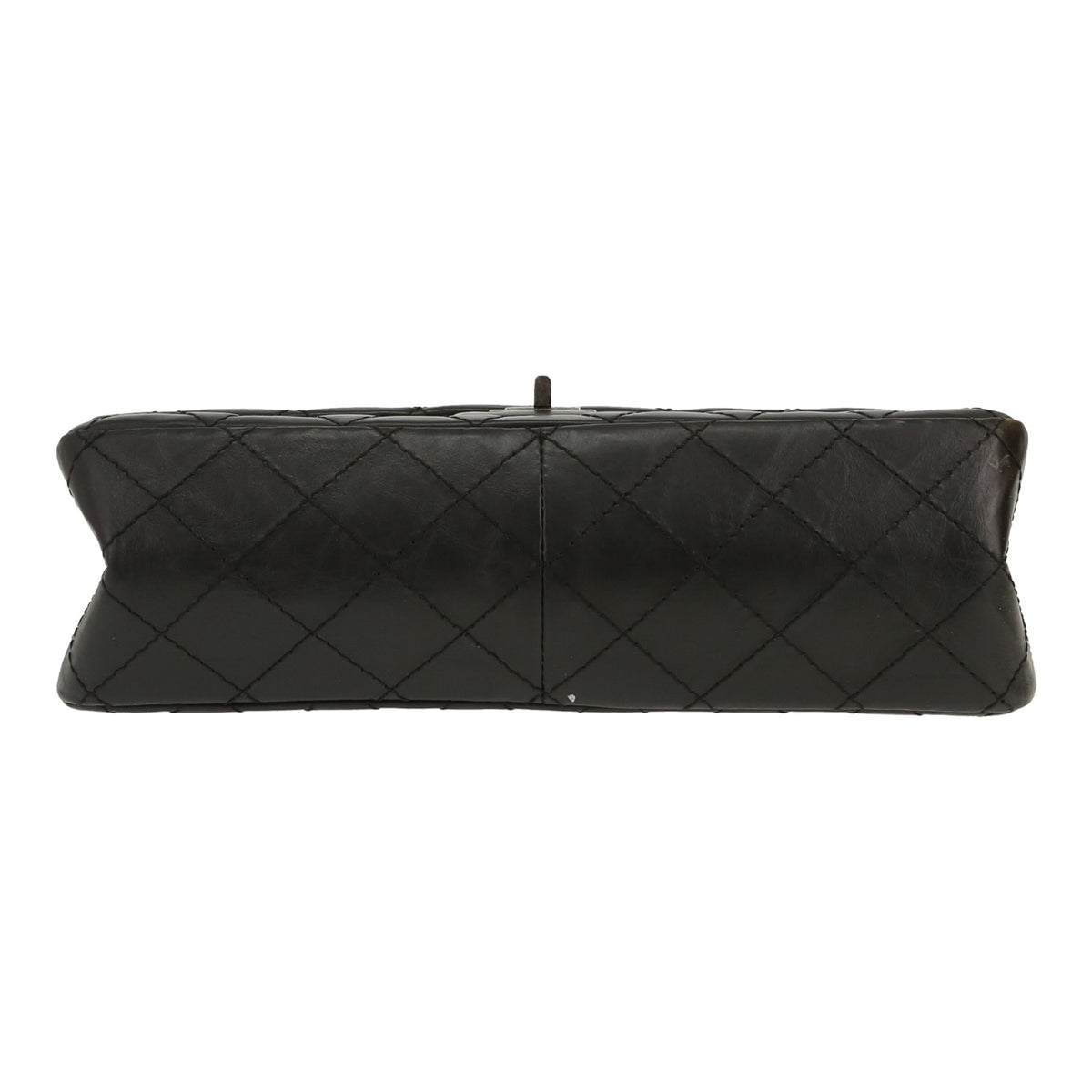 Chanel 2.55 large model shoulder bag in black quilted leather - DETAIL 1