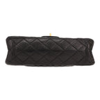 Chanel 2.55 medium model shoulder bag in black quilted leather - DETAIL 1