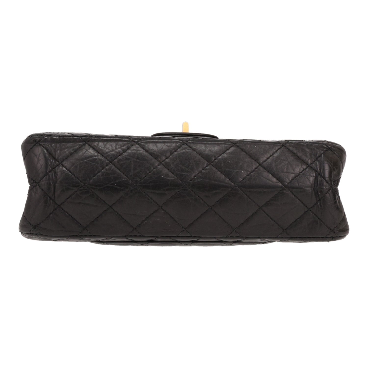 Chanel 2.55 medium model shoulder bag in black quilted leather - DETAIL 1