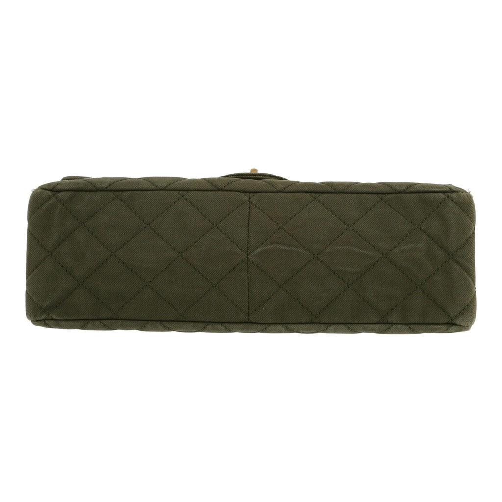 Chanel 2.55 shoulder bag in khaki denim canvas - DETAIL 1