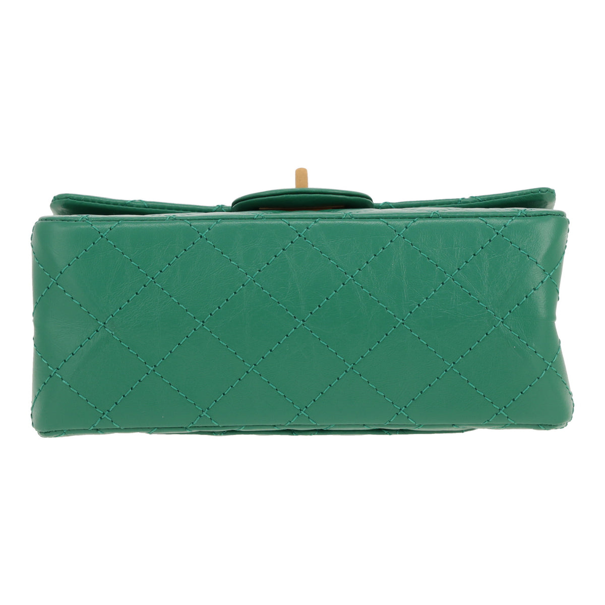 Chanel 2.55 small model shoulder bag in green quilted leather - DETAIL 1