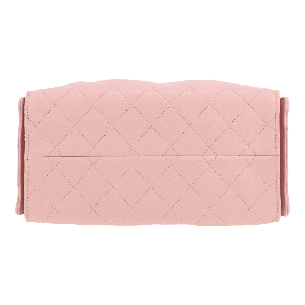 Chanel 25 small model shoulder bag in pink quilted grained leather - DETAIL 1
