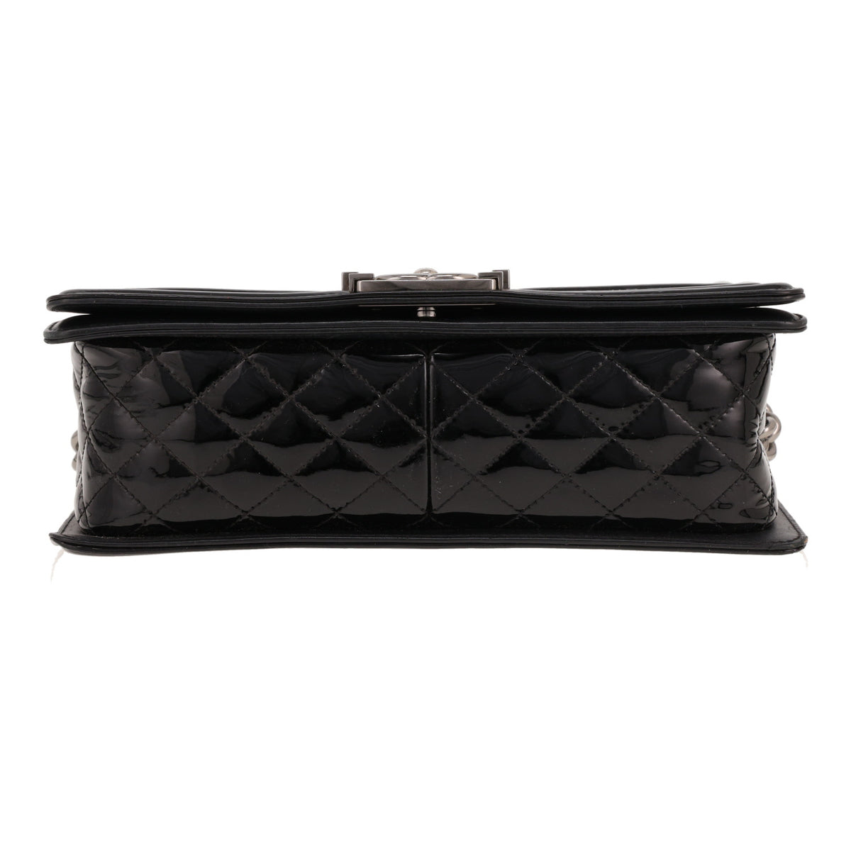 Chanel Boy shoulder bag in black patent leather - DETAIL 1