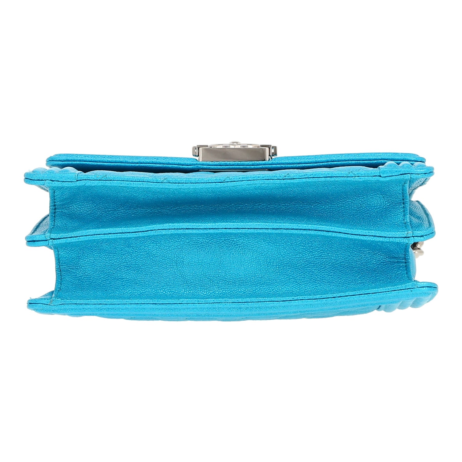 Chanel North South Boy shoulder bag in blue quilted leather - DETAIL 1