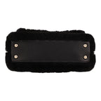 Chanel Coco Handle handbag in black synthetic furr and black leather - DETAIL 1