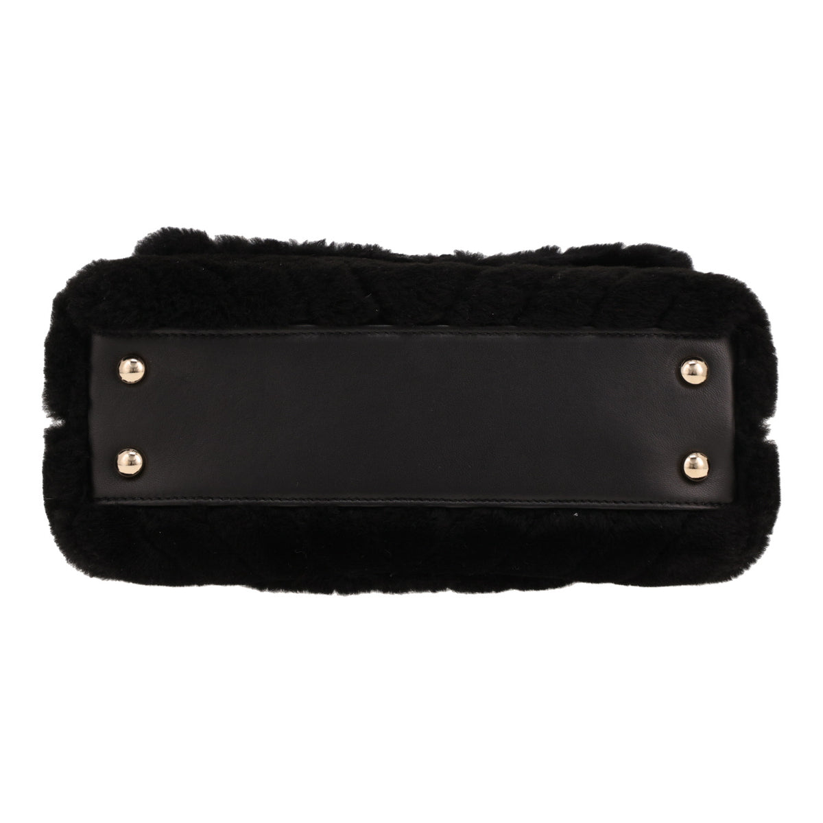 Chanel Coco Handle handbag in black synthetic furr and black leather - DETAIL 1