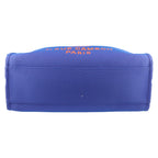 Chanel Deauville tote bag in electric blue and orange coated canvas and electric blue leather - DETAIL 1