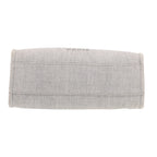 Chanel Deauville shopping bag in grey canvas and black leather - DETAIL 1