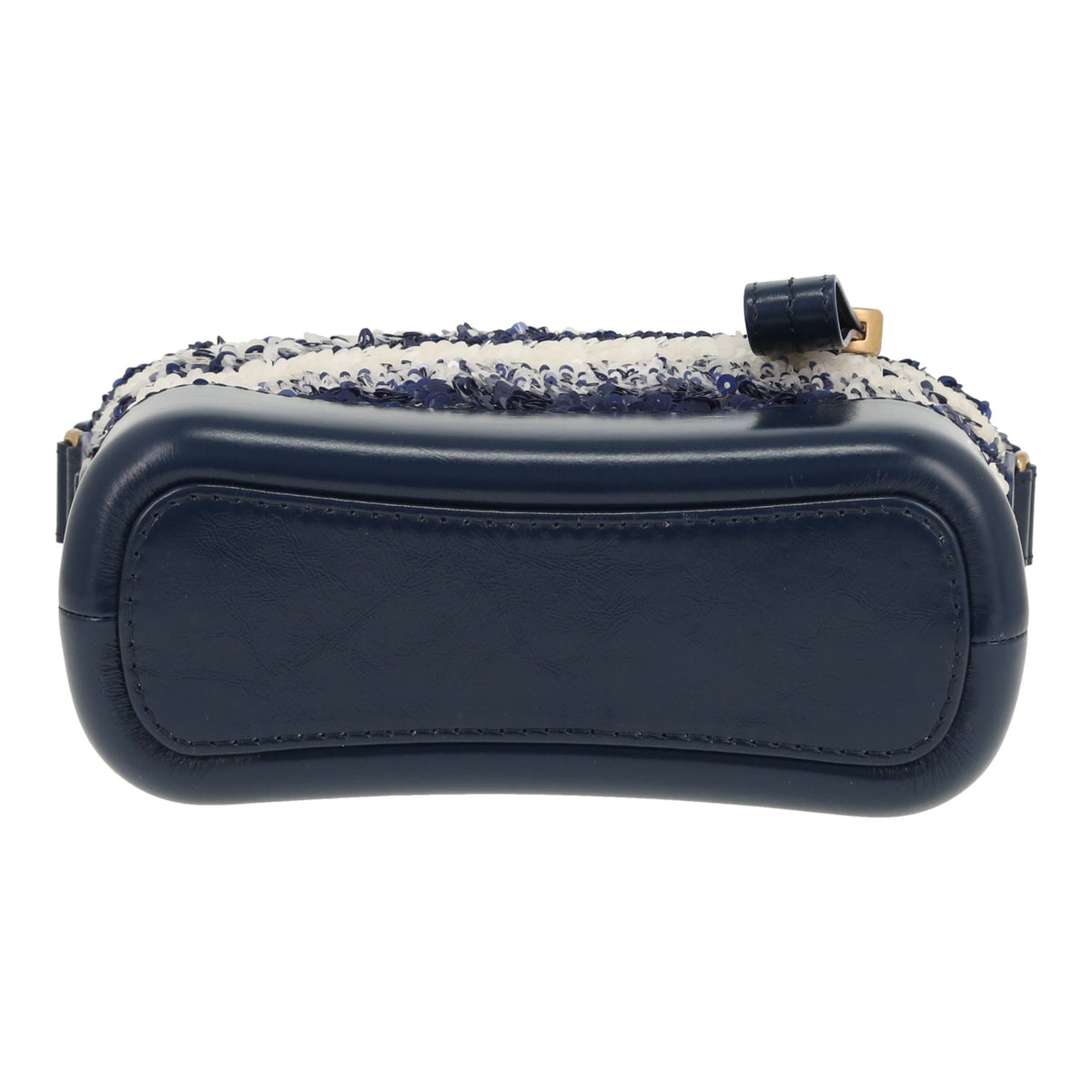 Chanel Gabrielle small model shoulder bag in navy blue and white paillette and navy blue leather - DETAIL 1