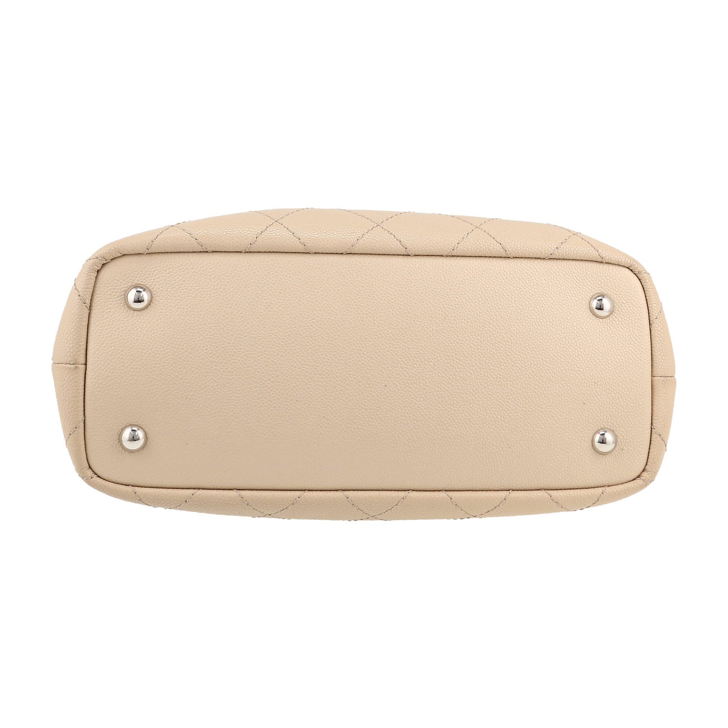 Chanel Grand Shopping shopping bag in beige and black leather - DETAIL 1