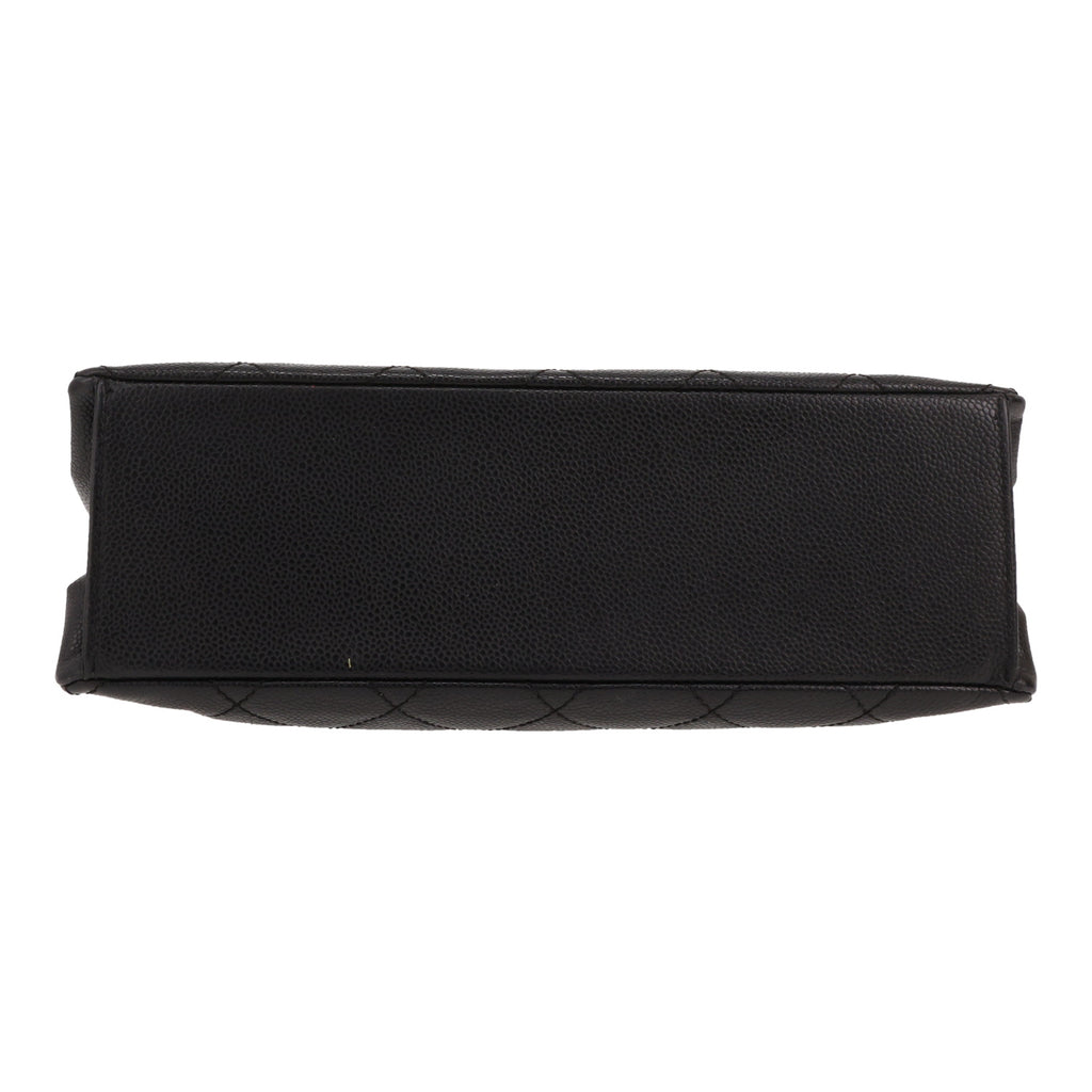 Chanel handbag in black quilted grained leather - DETAIL 1