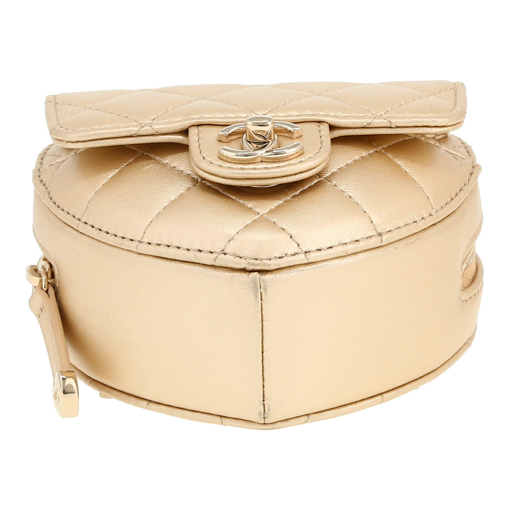 Chanel Heart bag clutch-belt in gold leather - DETAIL 1