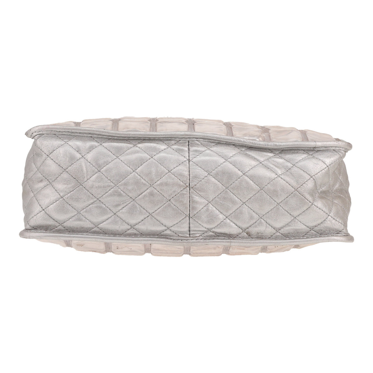 Chanel Ice Cube shopping bag in silver leather and PVC - DETAIL 1