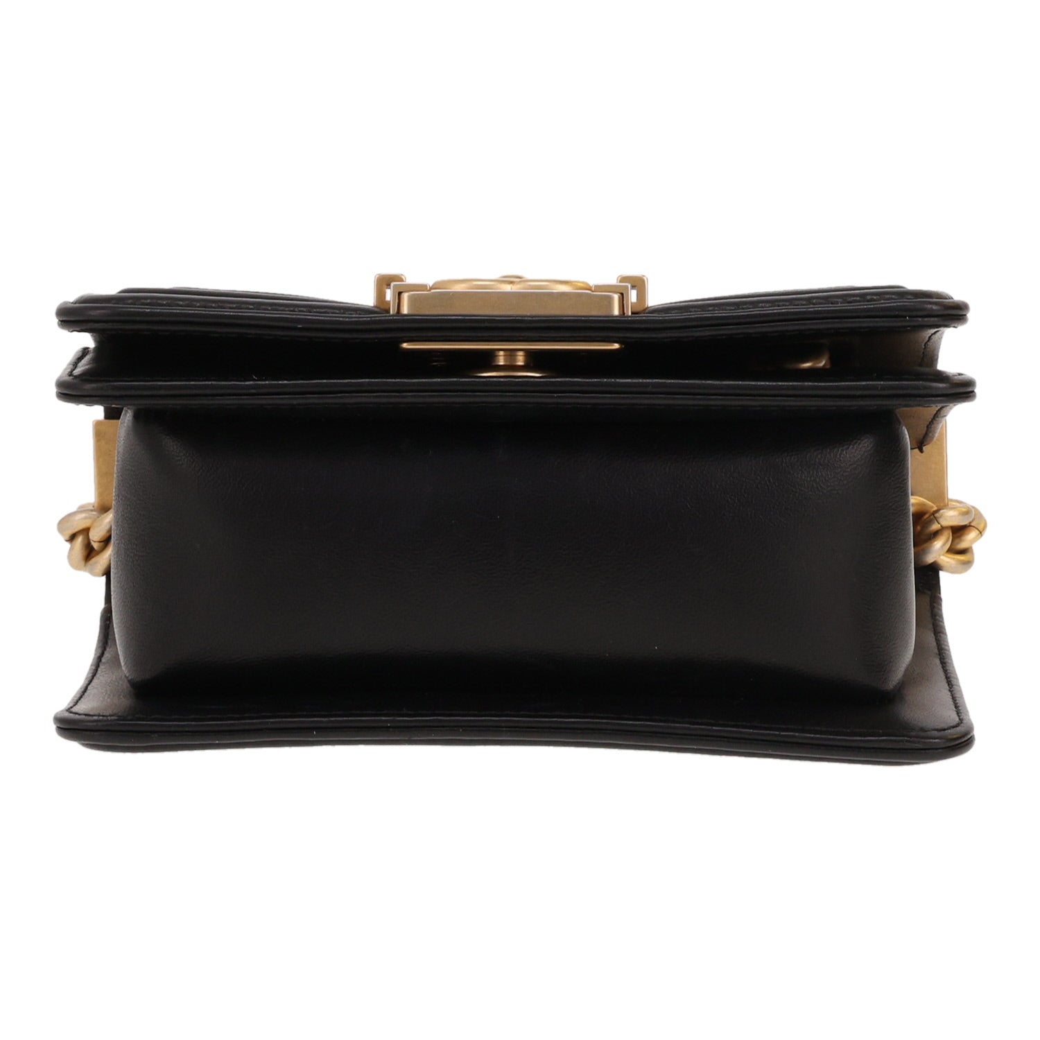 Chanel Mini Boy shoulder bag in black quilted leather - DETAIL 1