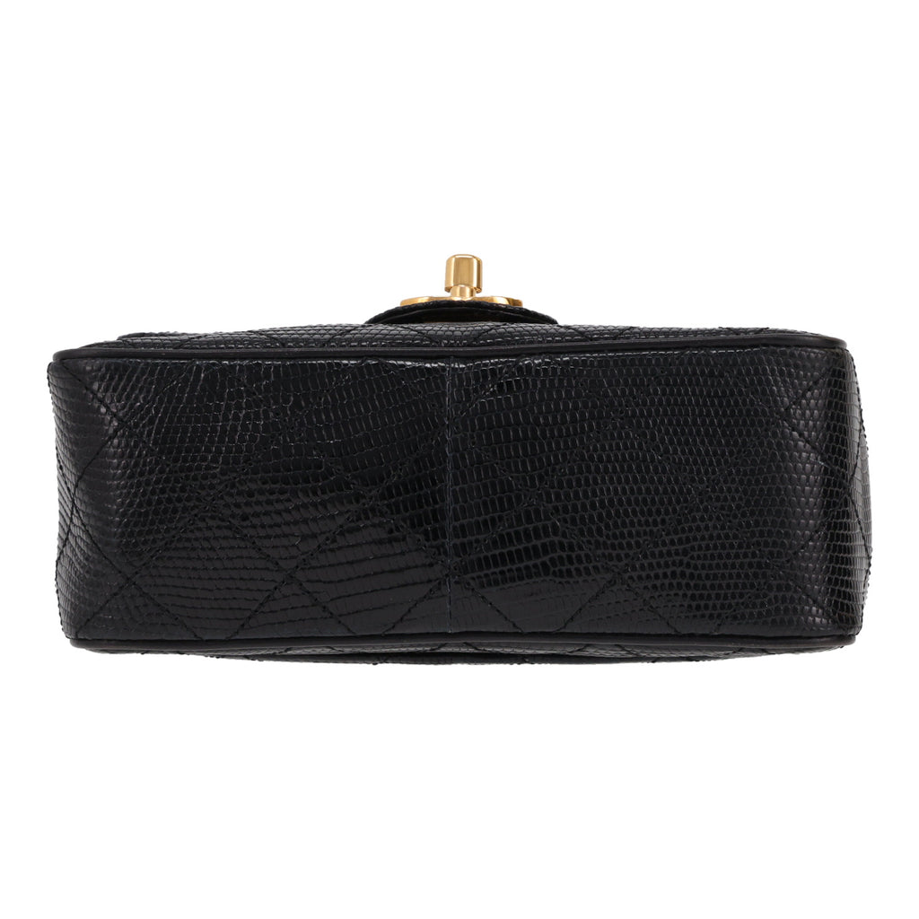 Chanel Mini Carré shoulder bag in black lizard - DETAIL 1